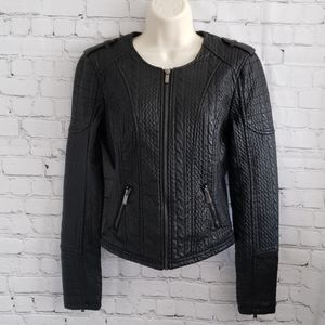 BNCI pleather textured black zip jacket sm…